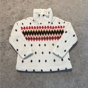 LOFT Cream Fleece with Black and Red Size Medium